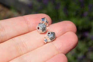 Boulder Studs with Gems - Sterling Silver