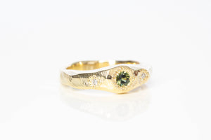 Hestia Ring - 9ct Yellow Gold with Green Sapphire and Diamonds