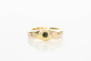 Hestia Ring - 9ct Yellow Gold with Green Sapphire and Diamonds