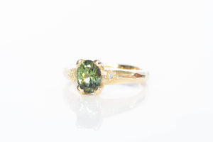 Eos Ring - 9ct Yellow Gold with Oval 1.26ct Green Sapphire