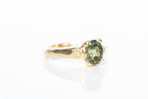 Eos Ring - 9ct Yellow Gold with Oval 1.26ct Green Sapphire