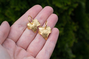 Ivy Leaf Hoop Earrings - Gold Plated
