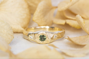 Hestia Ring - 9ct Yellow Gold with Green Sapphire and Diamonds