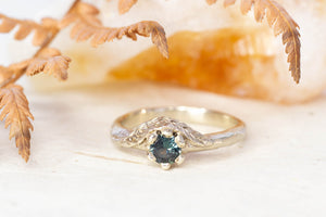 Cybele Ring - 14ct White Gold with Teal Sapphire