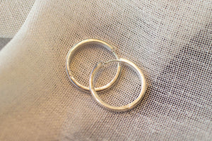 Square Profile Huggie Earrings - 23mm - Sterling Silver