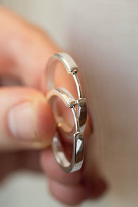 Square Profile Huggie Earrings - 23mm - Sterling Silver