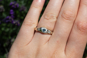 Hestia Ring - 9ct White Gold with Ceylon Sapphire and Diamonds