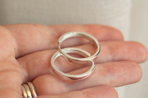 Square Profile Huggie Earrings - 23mm - Sterling Silver