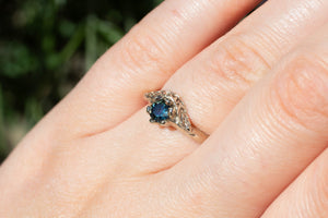 Cybele Ring - 14ct White Gold with Teal Sapphire