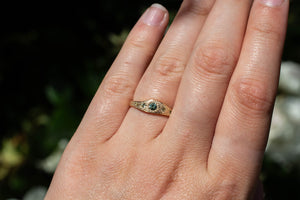 Seafoam Ring - 9ct Yellow Gold with Green Sapphires