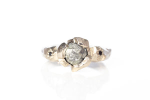 Bespoke Meteor Ring - 18ct White Gold with Rough Salt & Pepper Diamond