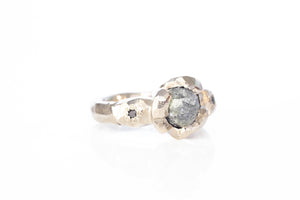 Bespoke Meteor Ring - 18ct White Gold with Rough Salt & Pepper Diamond