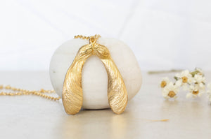 Sycamore Seed Necklace - Double - Gold Plated