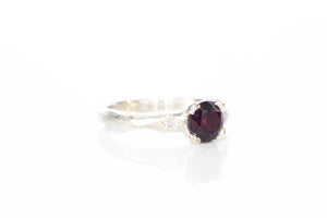 Mira Ring - 9ct White Gold with Red Garnet