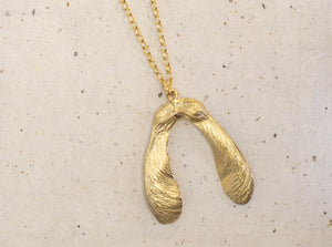 Sycamore Seed Necklace - Double - Gold Plated