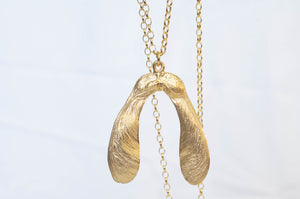 Sycamore Seed Necklace - Double - Gold Plated