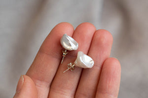 Keshi Pearl Studs - White - 8-12mm