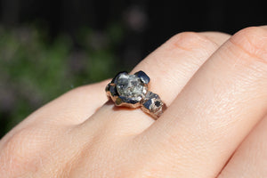 Bespoke Meteor Ring - 18ct White Gold with Rough Salt & Pepper Diamond