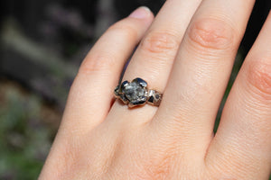 Bespoke Meteor Ring - 18ct White Gold with Rough Salt & Pepper Diamond