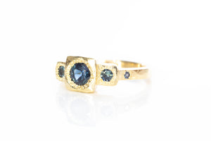 Byzantine Ring - 18ct Yellow Gold with Teal Sapphires