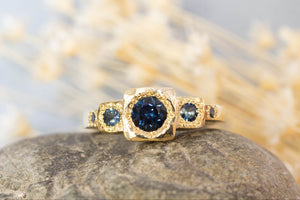 Byzantine Ring - 18ct Yellow Gold with Teal Sapphires