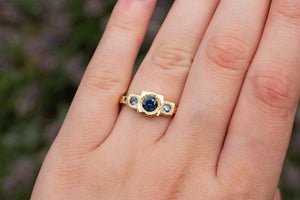 Byzantine Ring - 18ct Yellow Gold with Teal Sapphires