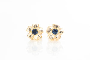 Flower Studs - 9ct Yellow Gold with Sapphires