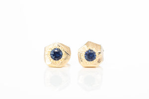 Boulder Studs - Yellow Gold with Large Blue Sapphires