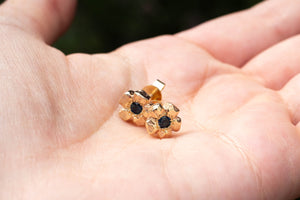 Flower Studs - 9ct Yellow Gold with Sapphires