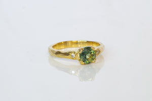 Mira Ring - 18ct Yellow Gold with Green Sapphire and Diamonds