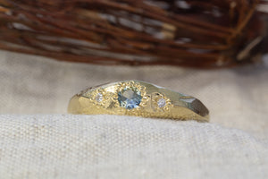 Hestia Ring - 9ct Yellow Gold with Blue-Yellow Parti Sapphire and Diamonds
