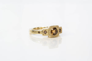 Byzantine Ring - 9ct Yellow Gold with Tourmaline and Champagne Diamonds