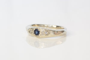 Hestia Ring - 9ct White Gold with Blue-Green Sapphire and Diamonds