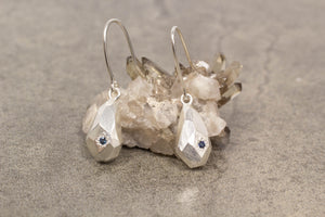 Petra Drop Earrings - Silver with Sapphires