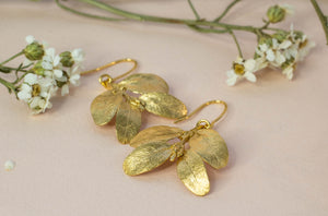 Lyris Leaf Earrings - Gold Plated