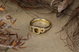 Byzantine Ring - 9ct Yellow Gold with Tourmaline and Champagne Diamonds