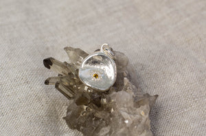 Water Drop Charm with Citrine - Sterling Silver