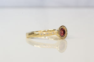 Vesper Ring - 9ct Yellow Gold with Rhodolite Garnet and Diamonds
