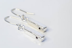 Pillar Earrings with Garnet - Sterling Silver