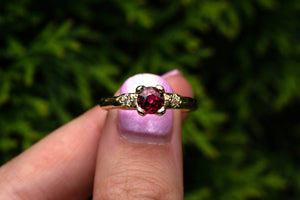Mira Ring - 9ct Yellow Gold with Red Garnet