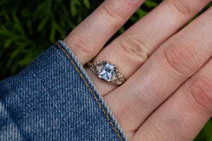 Damo Ring - 18ct White Gold with Square Montana Sapphire