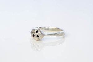 Geo Ring with Blue Sapphires - Sterling Silver