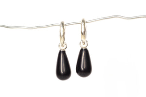 Endora Hoops - Sterling Silver with Onyx