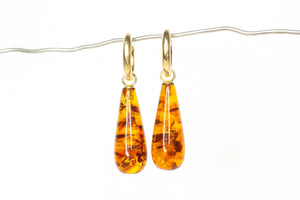 Endora Hoops - Yellow Gold with Amber