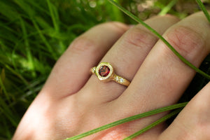 Neve Ring - 9ct Yellow Gold with Garnet and Diamonds