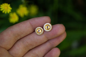 Pelagus Studs - 9ct Yellow Gold with Citrines