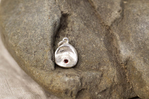 Water Drop Charm with Red Garnet - Sterling Silver