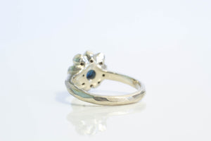 Demeter Ring - 9ct White Gold with Blue Sapphire and Diamonds