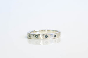 Eternity Band - 9ct White Gold with Green-Blue Sapphires