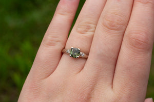 Mira Ring - 14ct White Gold with 1.15ct Green Sapphire